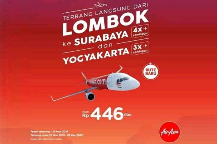 KABAR GEMBIRA, AIR ASIA TAMBAH RUTE PENERBANGAN KE LOMBOK