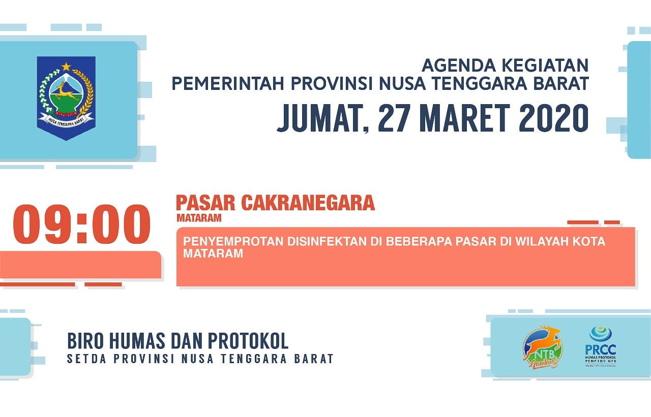 Agenda Kegiatan Pemerintah Provinsi NTB, Jum'at 27 Maret 2020