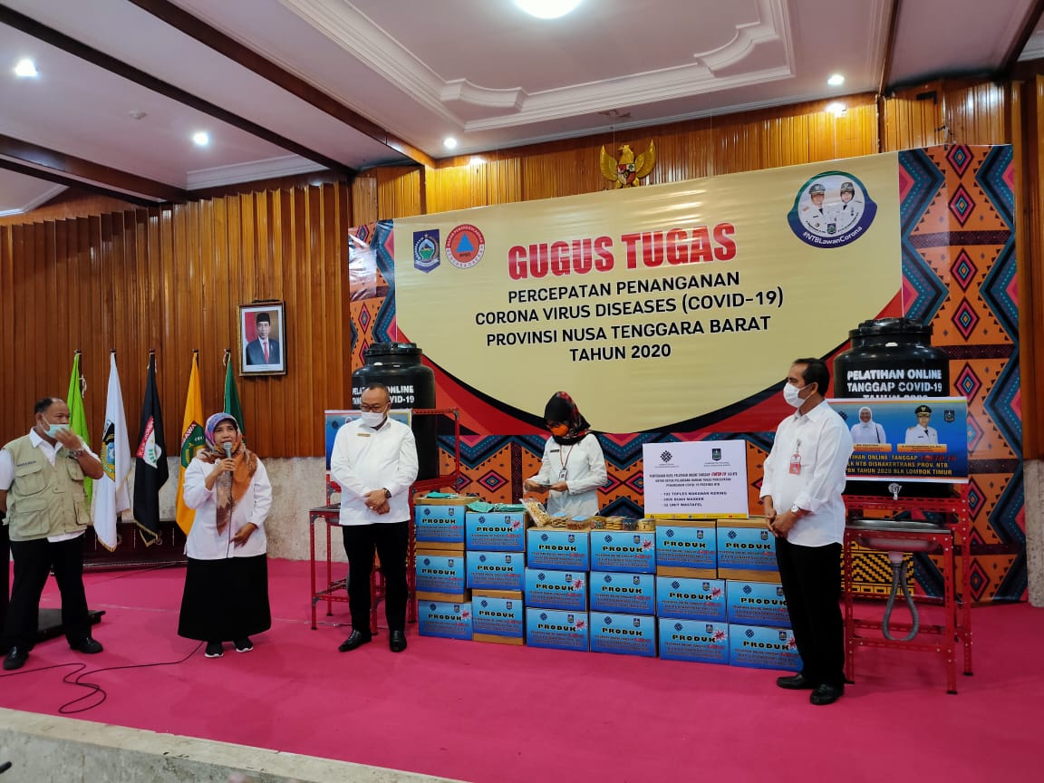 GUGUS TUGAS COVID-19 TERIMA BANTUAN PRODUK HASIL PELATIHAN DARING BLK NTB