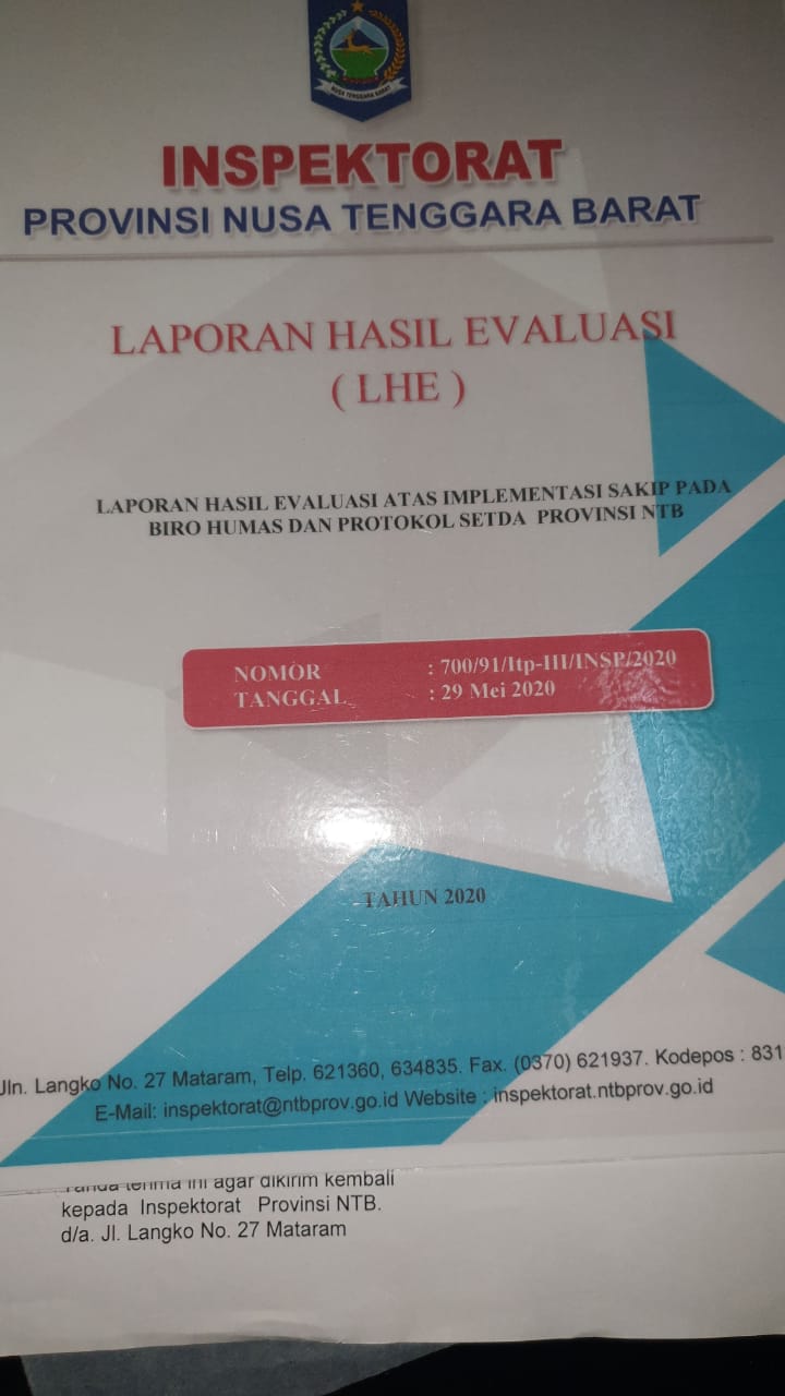 LHE INSPEKTORAT, SAKIP BIRO HUMAS DAN PROTOKOL NTB RAIH PREDIKAT "A"