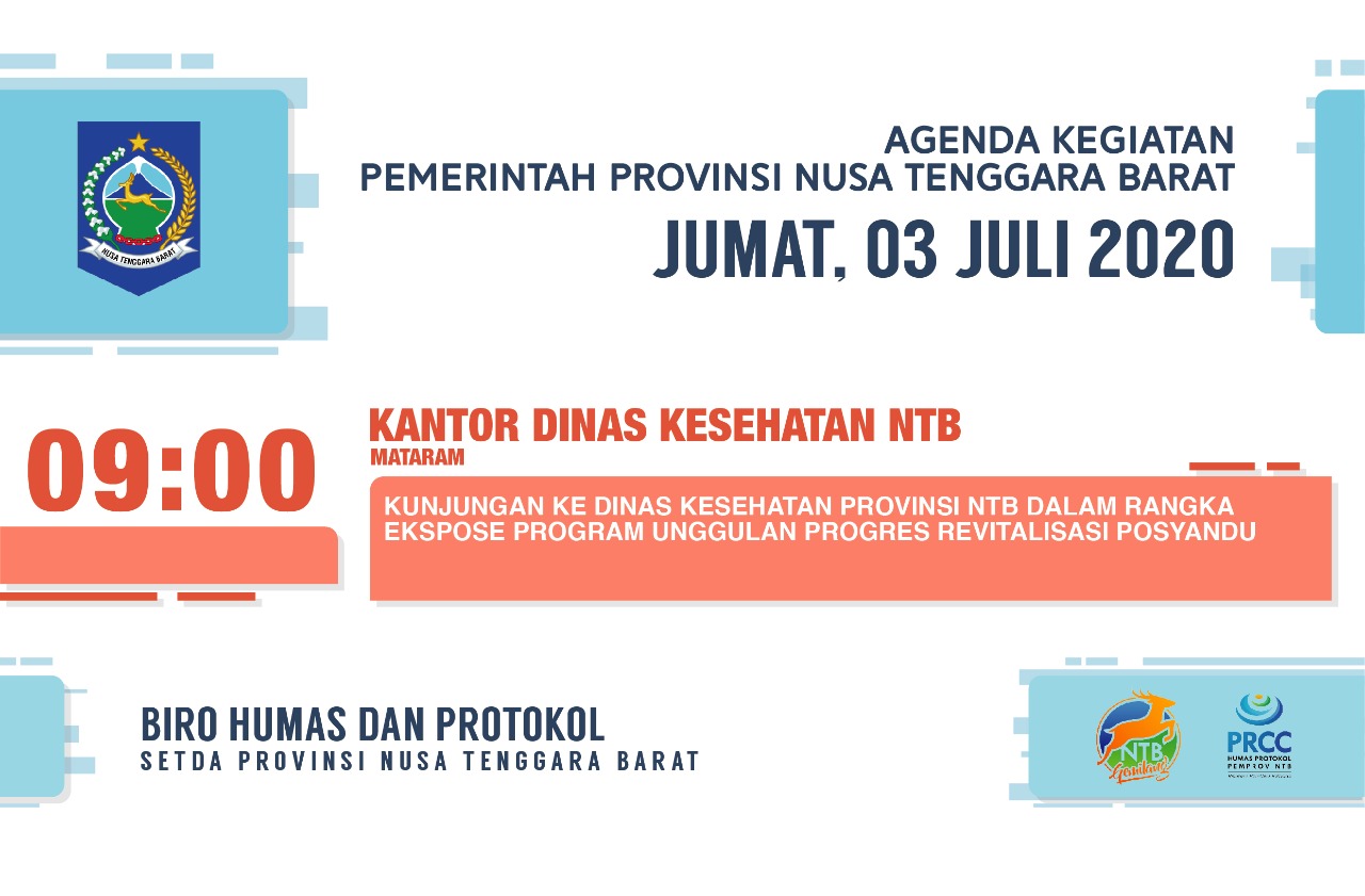 AGENDA KEGIATAN PEMERINTAH PROVINSI NTB, Jum'at 03 Juli 2020
