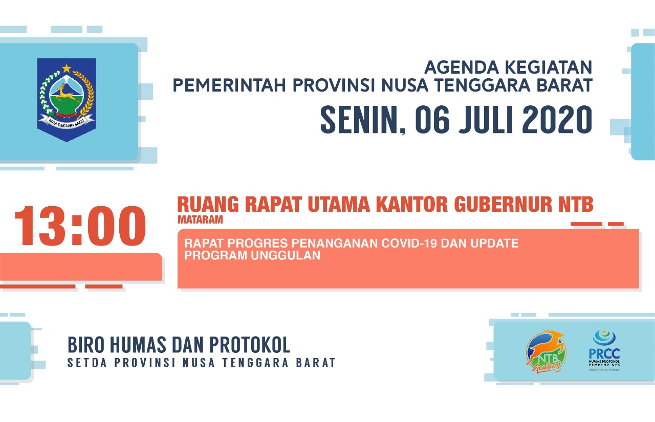 AGENDA KEGIATAN PEMERINTAH PROVINSI NTB, Senin 06 Juli 2020