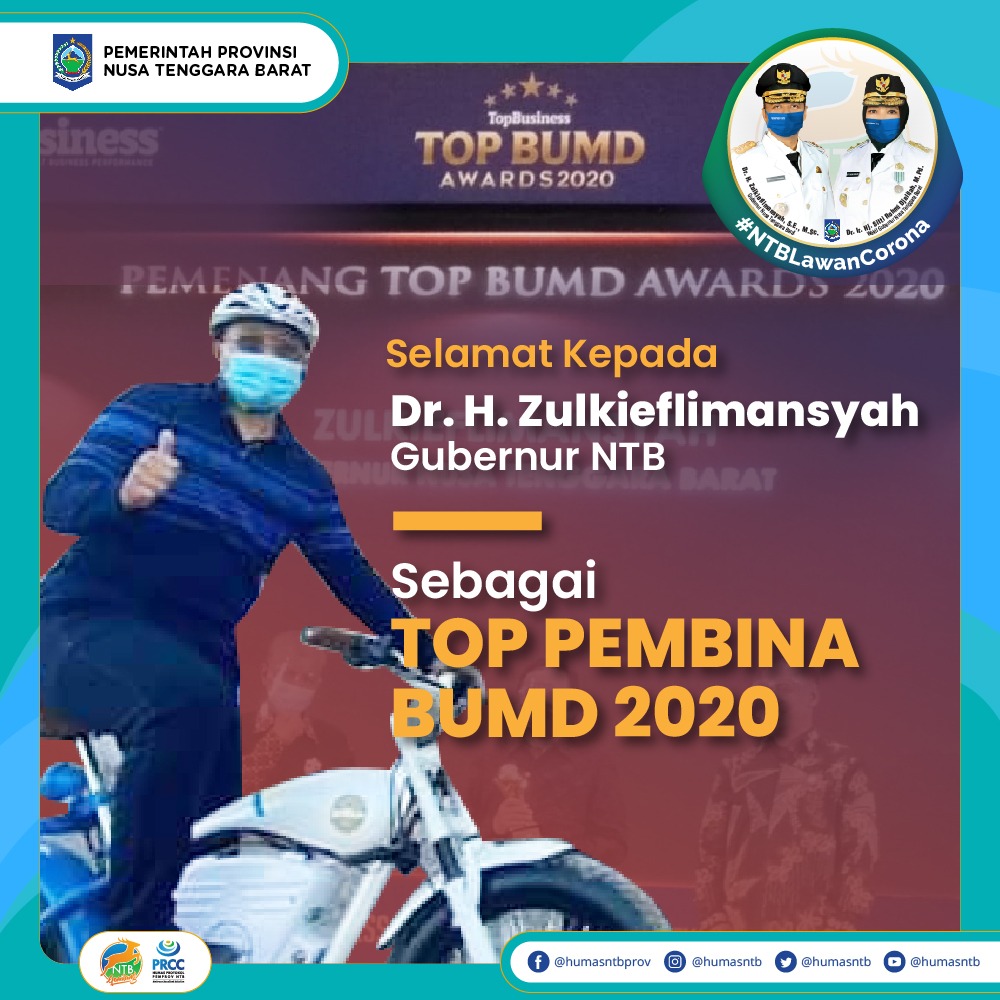 GUBERNUR NTB DIANUGERAHI TOP PEMBINA BUMD 2020